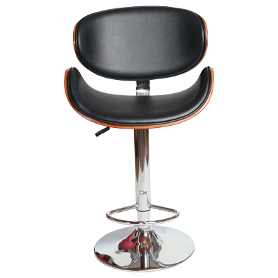 ADJUSTABLE BARSTOOL BEND WOOD BACK WALNUT COLOR / CHROME BASAE view 2