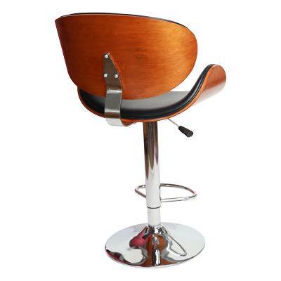 ADJUSTABLE BARSTOOL BEND WOOD BACK WALNUT COLOR / CHROME BASAE view 3