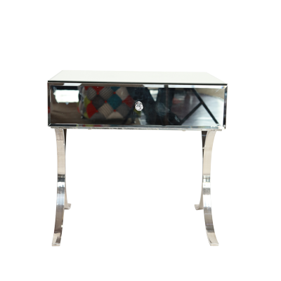 BED SIDE TABLE MIRROR SINGLE DAWER WITH S/S LEGS view 2