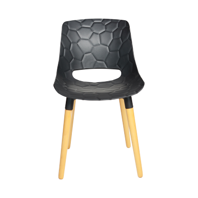 BLACK PENTAGON CUT DESIGN CHAIR WITH WOODEN LEGS (379) view 2
