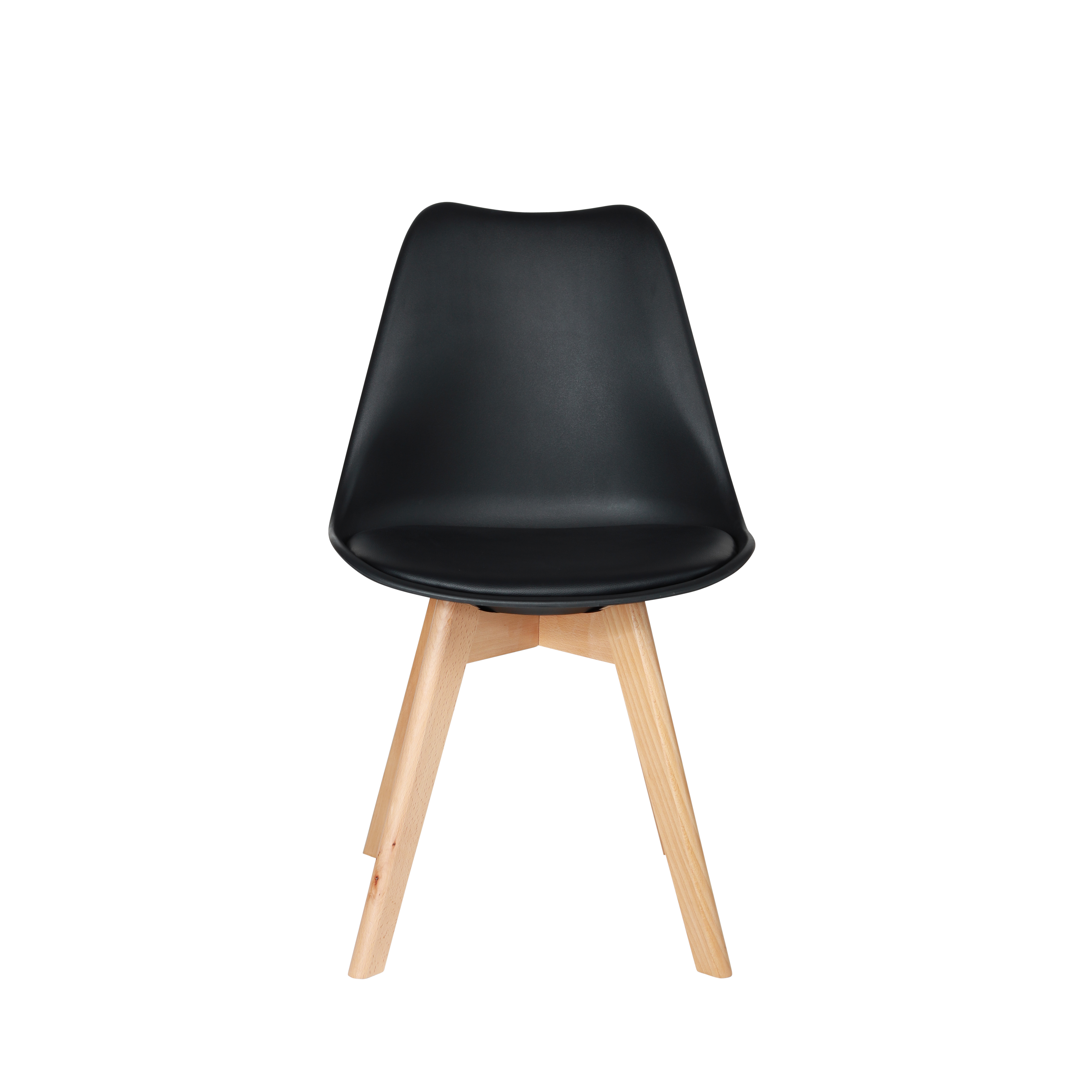 BLACK PLASTIC CHAIR WITH BLACK CUSHION WOODEN LEGS 815 /635 - view 2