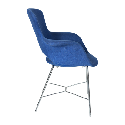 BLUE FABRIC LEISURE CHAIR WITH CHROME PLATED LEG view 2