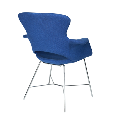 BLUE FABRIC LEISURE CHAIR WITH CHROME PLATED LEG view 3