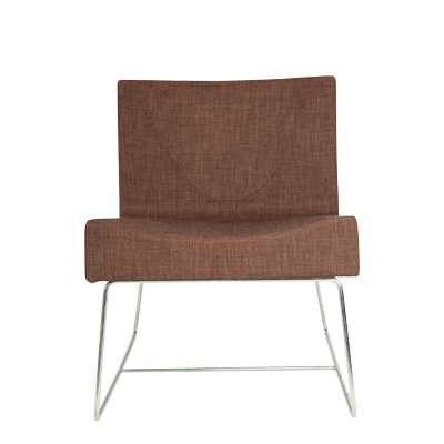 BROWN FABRIC SQUARE TYPE LEISURE CHAIR WITH CHROME PLATED LEG (60*66*43H*74H) view 2