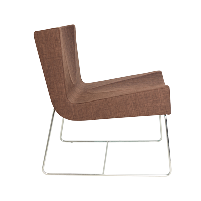 BROWN FABRIC SQUARE TYPE LEISURE CHAIR WITH CHROME PLATED LEG (60*66*43H*74H)