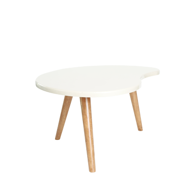 COFFE TABLE BEAN SHAPE LEFT SIDE MDF MELAMINE QUOTED WITH WOODEN LEGS view 2
