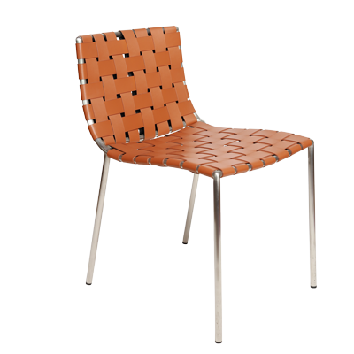 COGNAC COLOR PU DINNING CHAIR WITH METAL FRAME