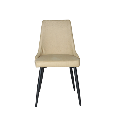 DINNING CHAIR CREAM COLOR FABRIC WITH WOODEN LEGS view 2