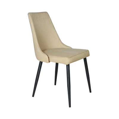 DINNING CHAIR CREAM COLOR FABRIC WITH WOODEN LEGS