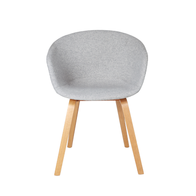 FABRIC GREY BUCKET CHAIR WOODEN LEGS view 2