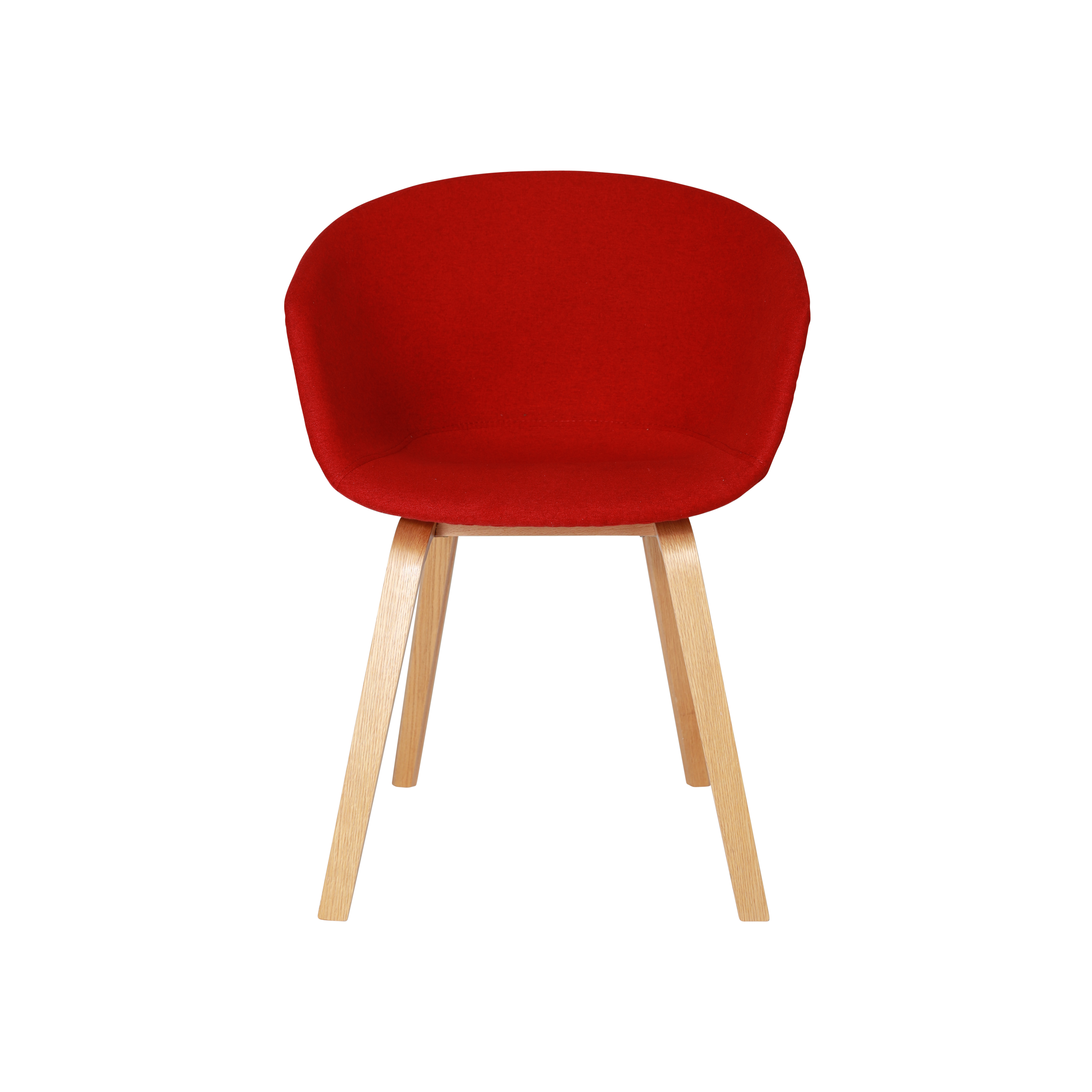 FABRIC RED BUCKET CHAIR WOODEN LEGS view 2