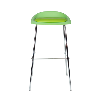GREEN BAR STOOL WITH PLASTIC TOP AND PU SEATER CHROME PLATED LEGS view 2