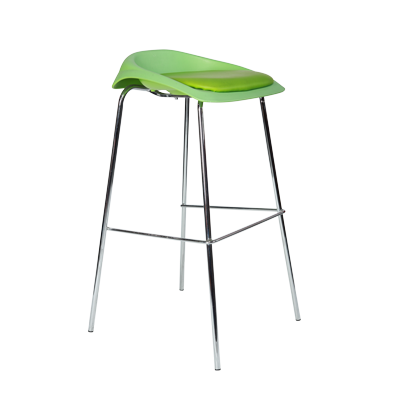 GREEN BAR STOOL WITH PLASTIC TOP AND PU SEATER CHROME PLATED LEGS
