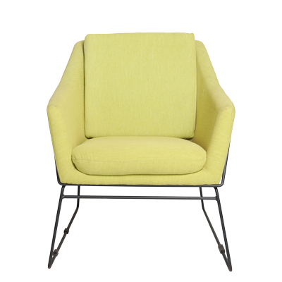 GREEN FABRIC CHAIR WITH METAL FRAME view 2