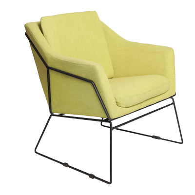 GREEN FABRIC CHAIR WITH METAL FRAME