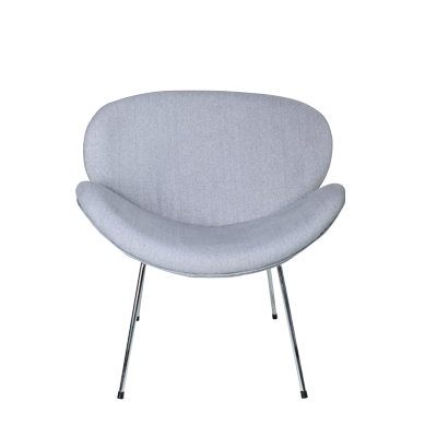 GREY FABRIC LOUNGE CHAIR / CHROME PLATED LEGS view 3