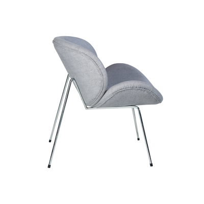 GREY FABRIC LOUNGE CHAIR / CHROME PLATED LEGS view 2