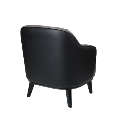 GREY FABRIC LOUNGE CHAIR PU BACK BLACK WOODEN LEGS view 3