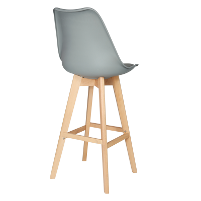 GREY PLASTIC BARSTOOL WITH PU SEATER AND WOODEN LEGS view 3