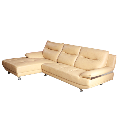 L SHAPE PU SOFA / CHROME PLATED LEGS