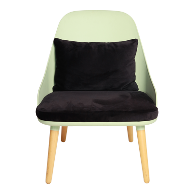 PLASTIC CHAIR WITH BLACK VELVET MATERIAL CUSHION view 2