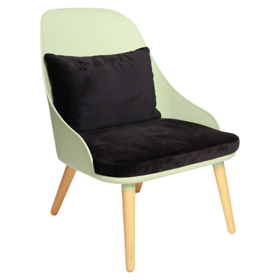 PLASTIC CHAIR WITH BLACK VELVET MATERIAL CUSHION