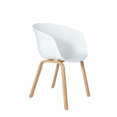 PLASTIC WHITE CHAIR WITH METAL LAMINATED LEGS