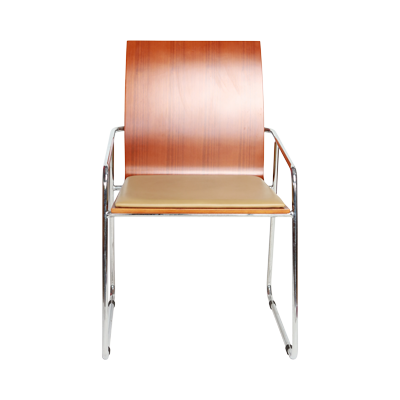 PU SEATER CHAIR WITH WOODEN BACK REST AND S/S PLATED LEGS