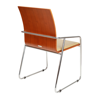 PU SEATER CHAIR WITH WOODEN BACK REST AND S/S PLATED LEGS view 2