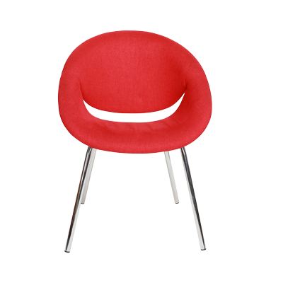 RED FABRIC LEISURE CHAIR WITH CHROME PLATED LEG (62*54*43H*80H) view 2