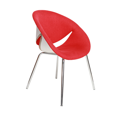 RED FABRIC LEISURE CHAIR WITH CHROME PLATED LEG (62*54*43H*80H)