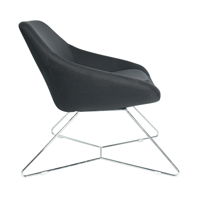 RED FABRIC LOUNGE CHAIR WITH CHROME PLATED LEGS view 2