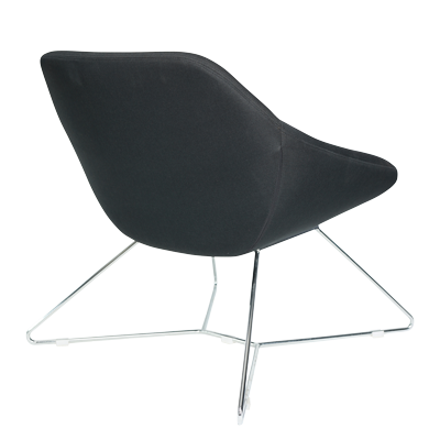 RED FABRIC LOUNGE CHAIR WITH CHROME PLATED LEGS view 3