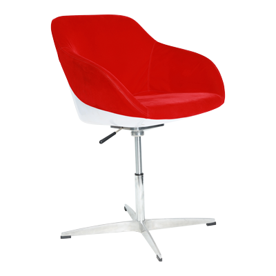 RED VELVET CHAIR FIBER BACK WITH S/S LEGS AND GAS LIFT