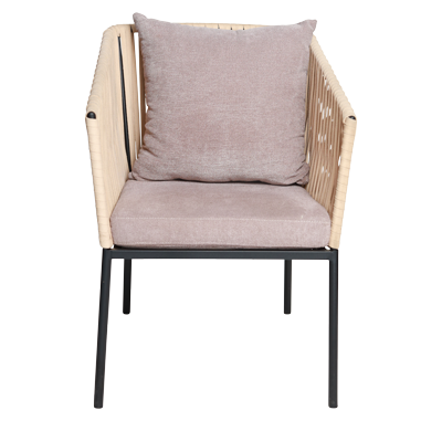 SEMI OUTDOOR SINGLE CHAIR WITH SCATTER CUSHION AND POWDER COATED LEGS view 2