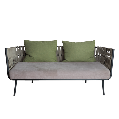 SEMI OUTDOOR THREE SEATER SOFA WITH SCATTER CUSHIONS AND POWDER COATED LEGS view 2