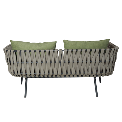 SEMI OUTDOOR THREE SEATER SOFA WITH SCATTER CUSHIONS AND POWDER COATED LEGS view 3