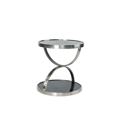 SIDE BLACK GLASS STOOL CHROME PLATED FRAME