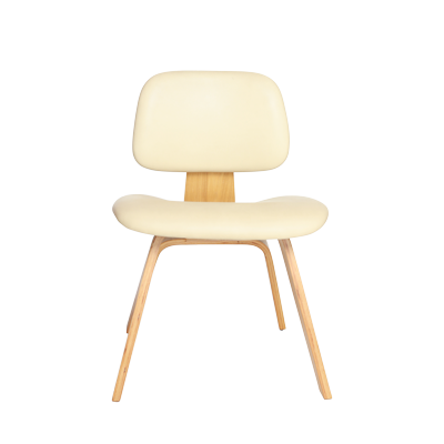 SINGLE SEATER CHAIR CREAM PU SETER WITH WOODEN LEGS view 2