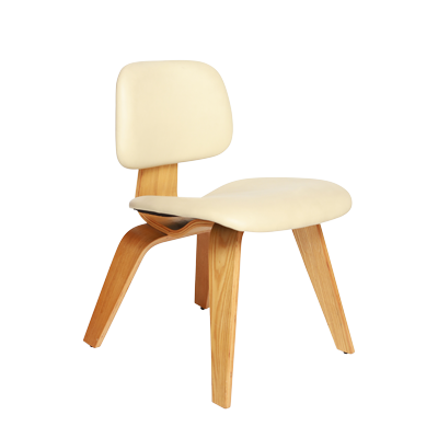 SINGLE SEATER CHAIR CREAM PU SETER WITH WOODEN LEGS