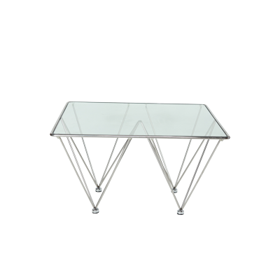 SMALL COFFEE TABLE STAINLESS STEEL WITH GLASS TOP view 2