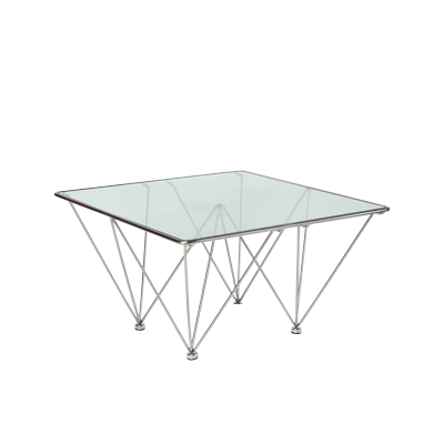 SMALL COFFEE TABLE STAINLESS STEEL WITH GLASS TOP