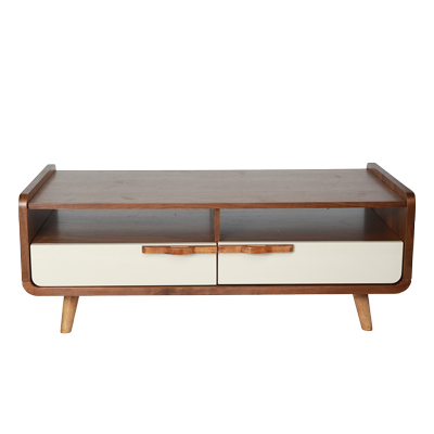WALNUT COFFEE TABLE WITH 2 DRAWERS LIGHT WOODEN LEGS view 2