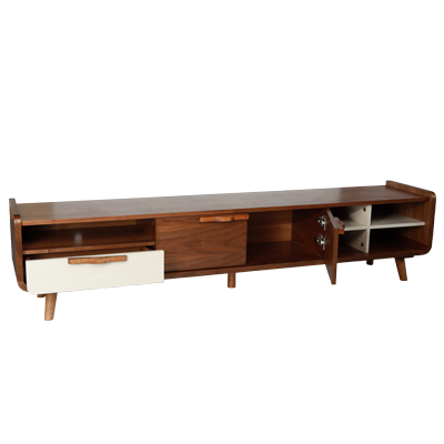 WALNUT COLOR TV CONSOLE WITH FRONT OPEN CUPBOARED - D892