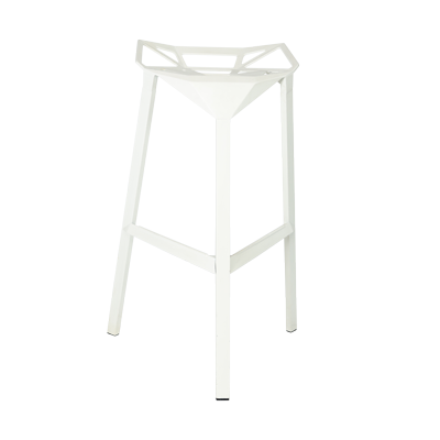 WHITE METAL BAR STOOL view 3