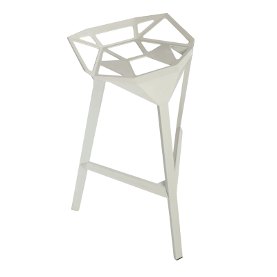 WHITE METAL BAR STOOL view 2
