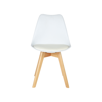 WHITE PLASTIC CHAIR WITH WHITE CUSHION WOODEN LEGS 815 /635 - view 2