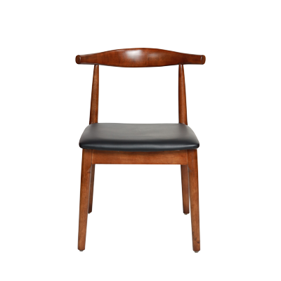 WOODEN CHAIR WALNUT COLOR AND BLACK PU SEATER view 2