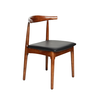 WOODEN CHAIR WALNUT COLOR AND BLACK PU SEATER