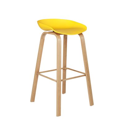 YELLOW TOP BAR STOOL WITH LAMINATED METAL LEGS (8319)